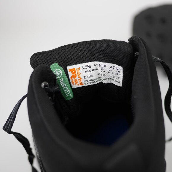 TIMBERLAND Pro Men's 8.5 Black leather anti fatigue composite toe ankle boots - Picture 12 of 13